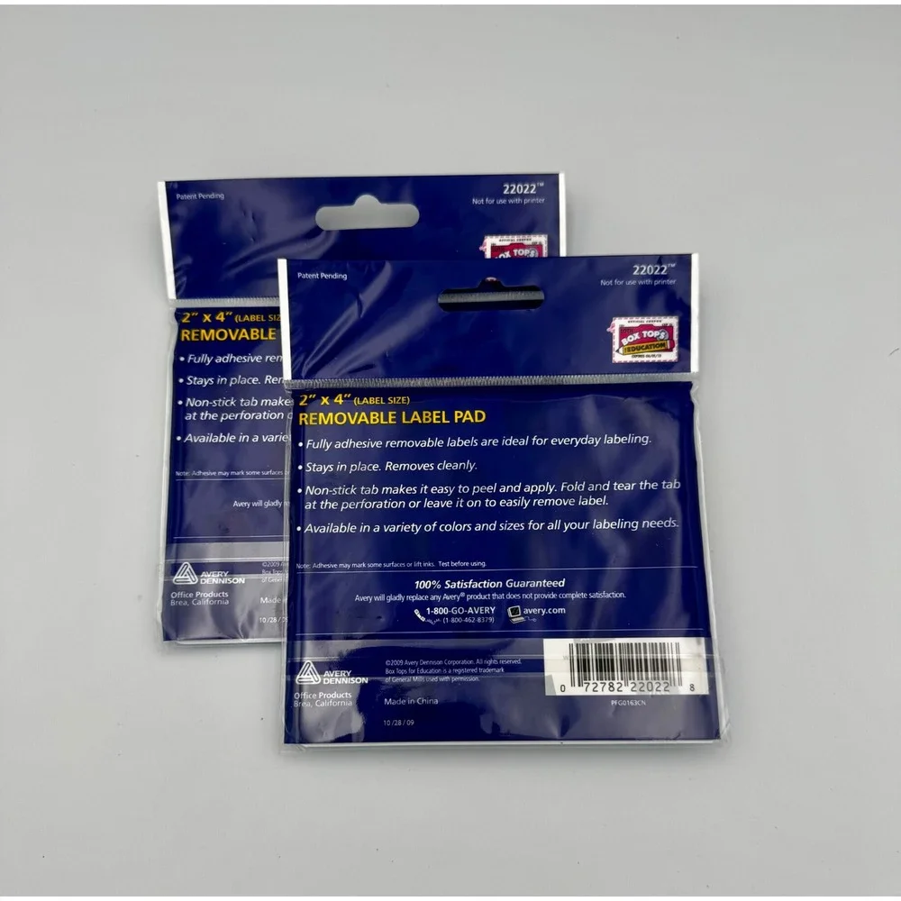 New Avery Removable Label Pads 2x4 Neon Blue Green 80ct Fully Adhesive Lot of 2